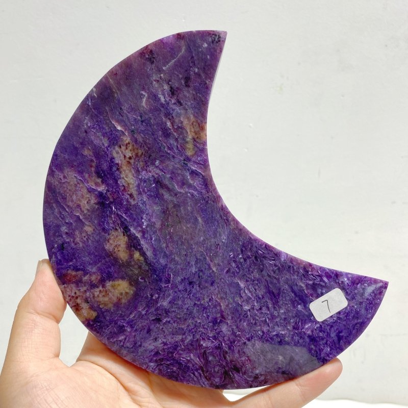 Large Charoite Moon Carving With Stand 7 -Wholesale Crystals