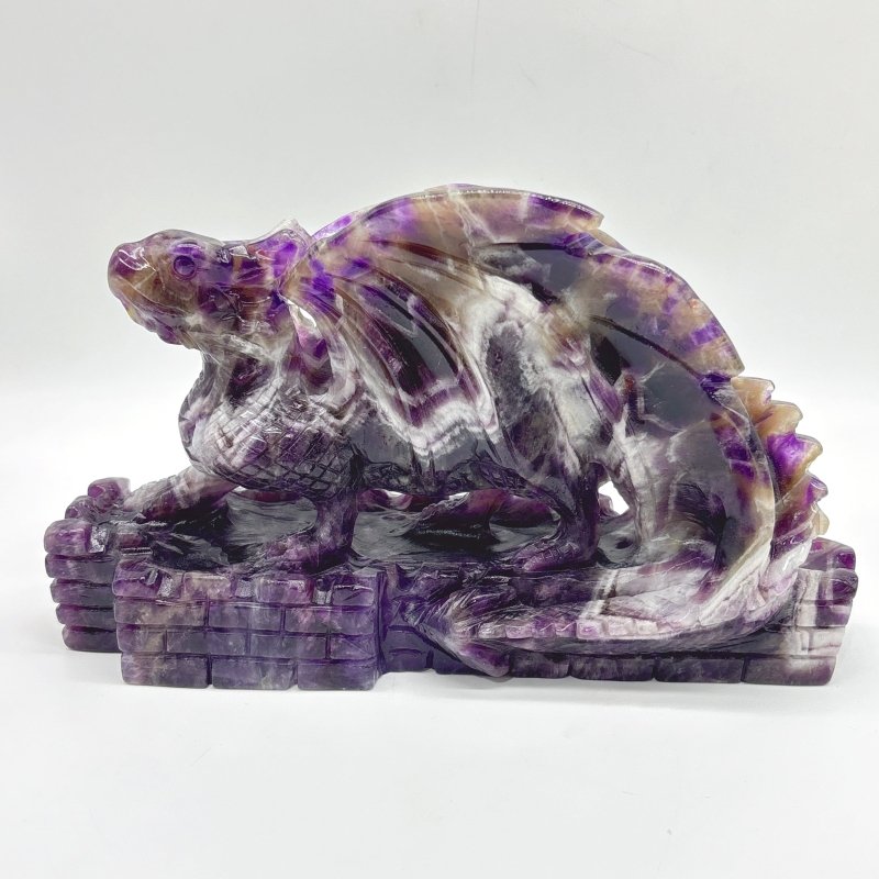Large Chevron Amethyst Dragon Castle Carving - Wholesale Crystals