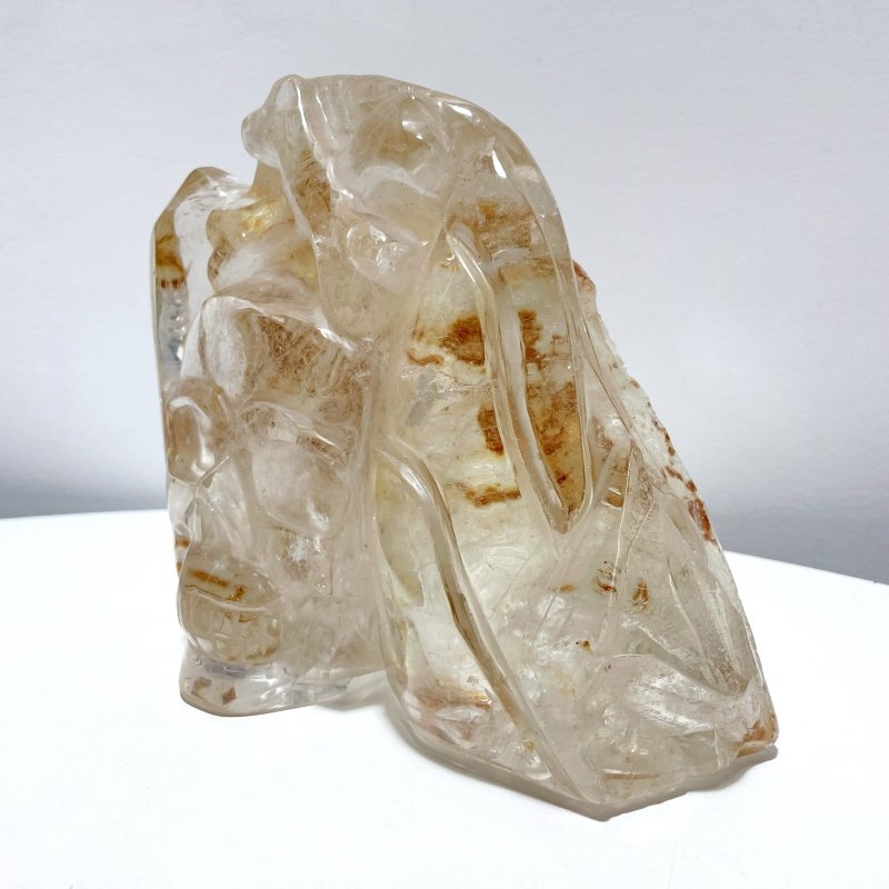 Large Clear Quartz Skull Back Rough Carving - Wholesale Crystals