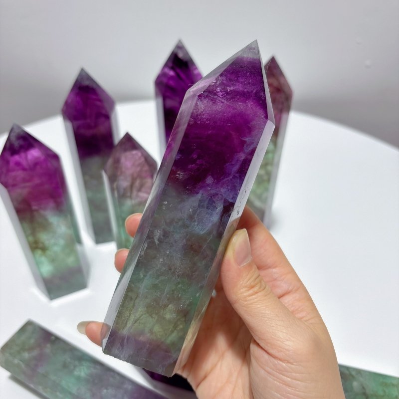 Large Fat Watermelon Colourful Fluorite Tower Point Wholesale - Wholesale Crystals