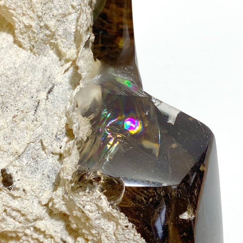 Large Garden Quartz Smoky Quartz Point With Stand With Rainbow - Wholesale Crystals