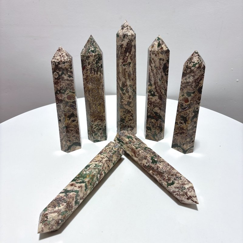 Large Green Flower Jasper Points Tower Wholesale - Wholesale Crystals