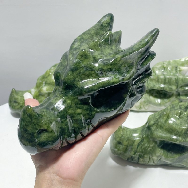 Large Green Jade Dragon Head Carving Wholesale - Wholesale Crystals