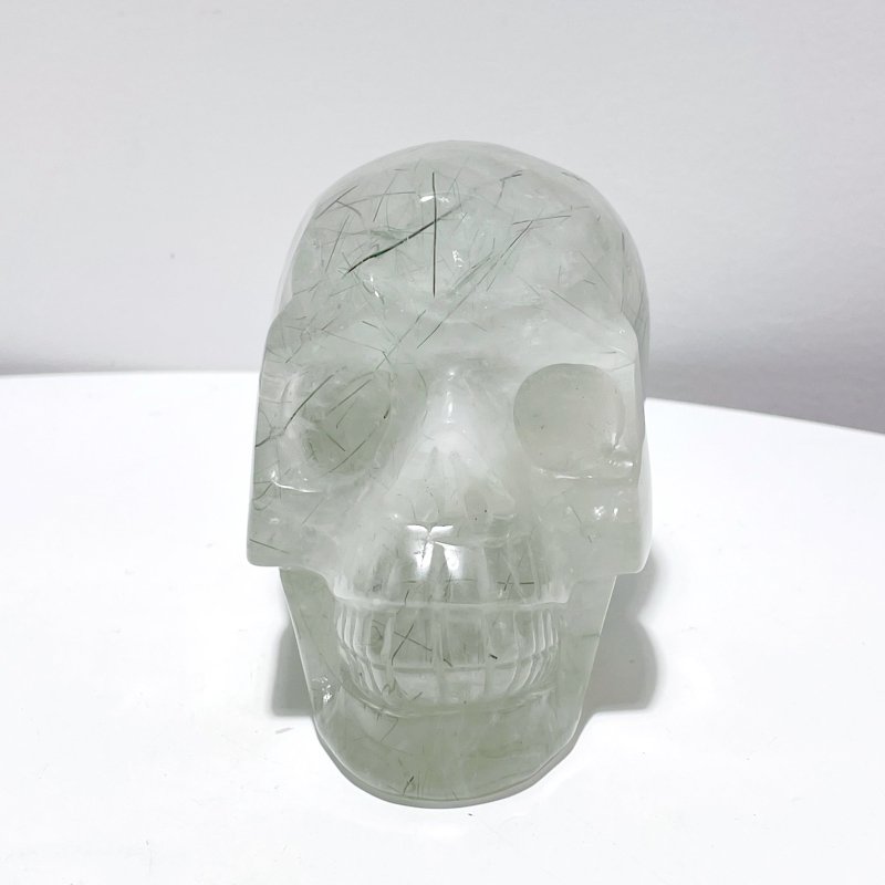 Large Green Tourmaline Quartz Skull Carving - Wholesale Crystals