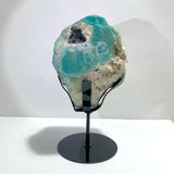 Large Raw Amazonite Mixed Black Tourmaline Specimen With Stand - Wholesale Crystals