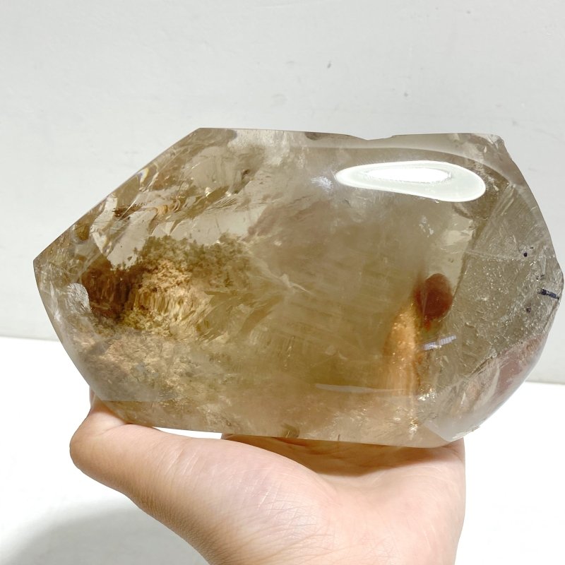 Large Smoky Quartz Garden Quartz Point With Stand With Rainbow - Wholesale Crystals