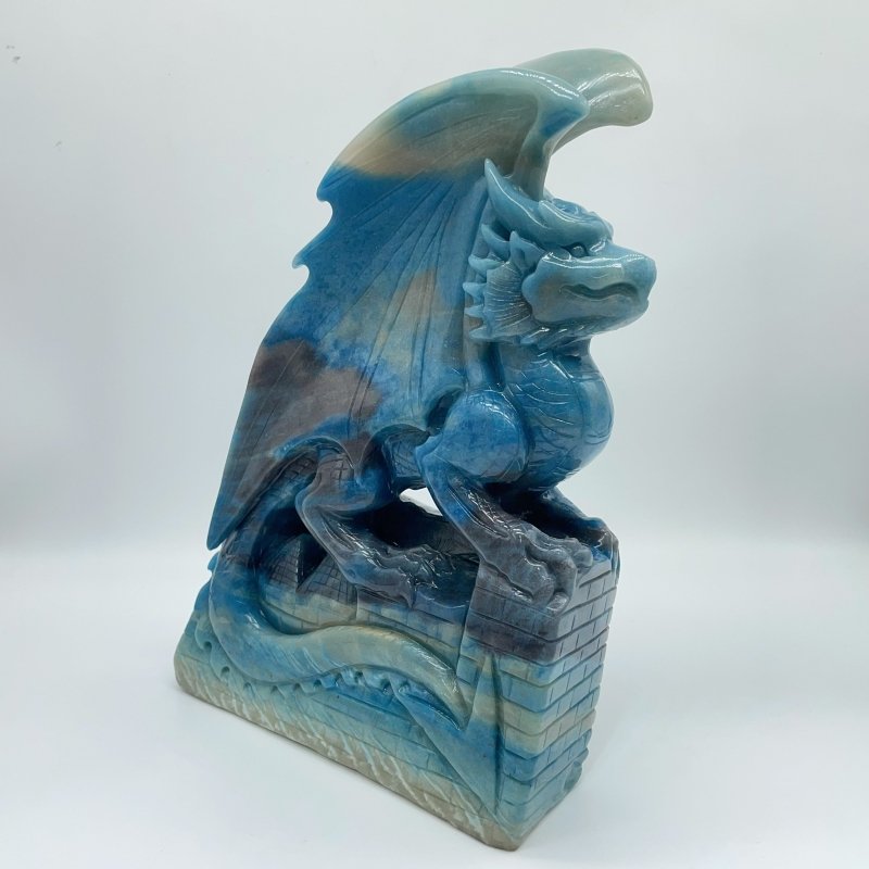 Large Trolleite Flying Dragon With Castle Carving - Wholesale Crystals