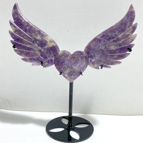 Lepidolite Mixed Quartz Heart Wing Carving With Stand -Wholesale Crystals