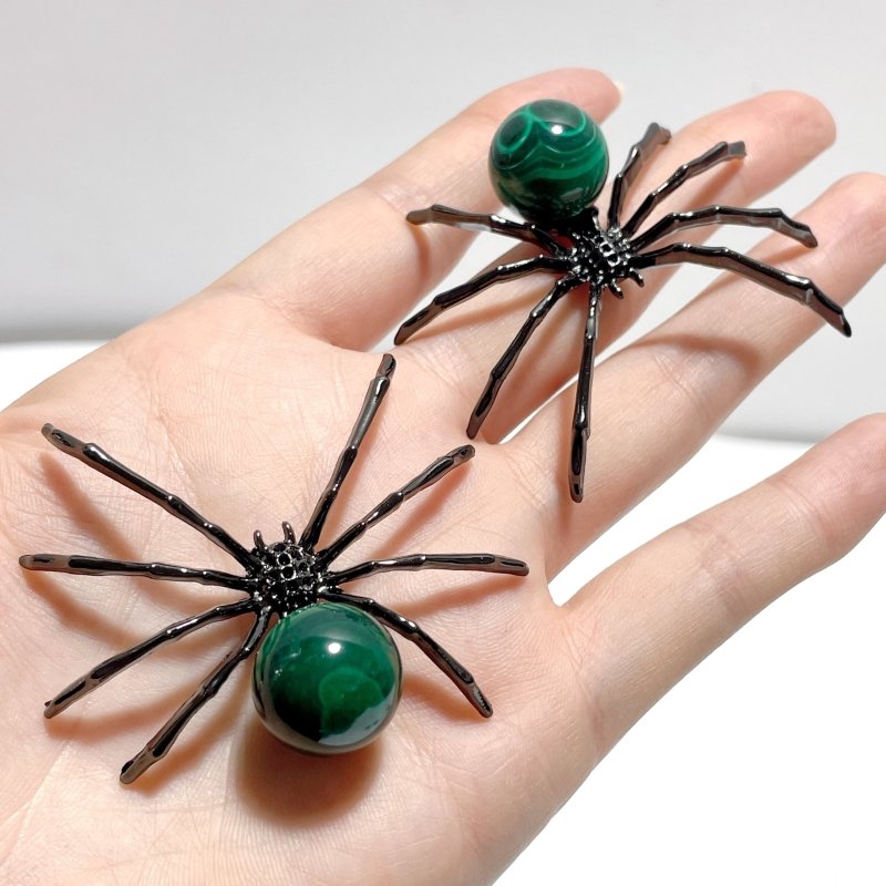 Malachite Sphere Spider Ornament Handmade Alloy Spider Wholesale - Wholesale Crystals