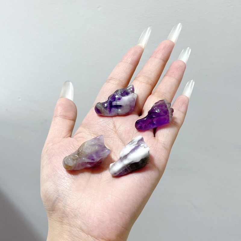 Mini Chevron Amethyst Dragon Head Carving Wholesale - Wholesale Crystals