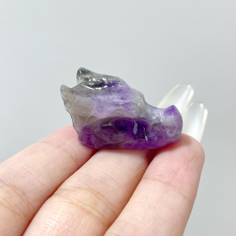 Mini Chevron Amethyst Dragon Head Carving Wholesale - Wholesale Crystals