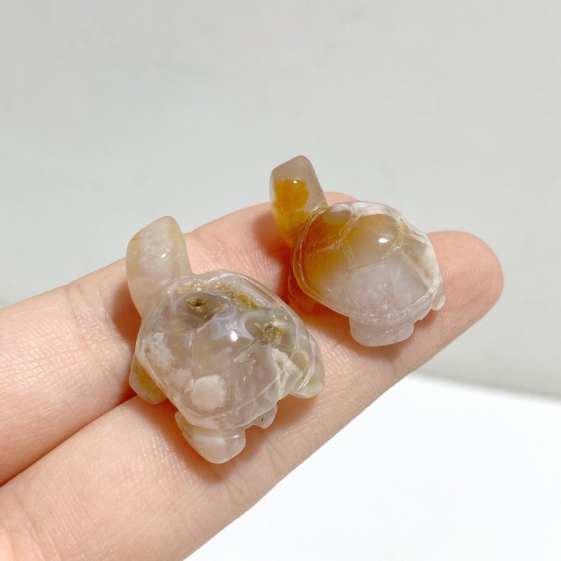 Mini Sakura Flower Agate Turtle Carving Wholesale -Wholesale Crystals