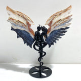 Mixed Colorful Agate Demon And Angel Wing Carving With Stand - Wholesale Crystals
