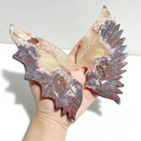 Morocco Agate Demon And Angel Wing Carving With Stand - Wholesale Crystals