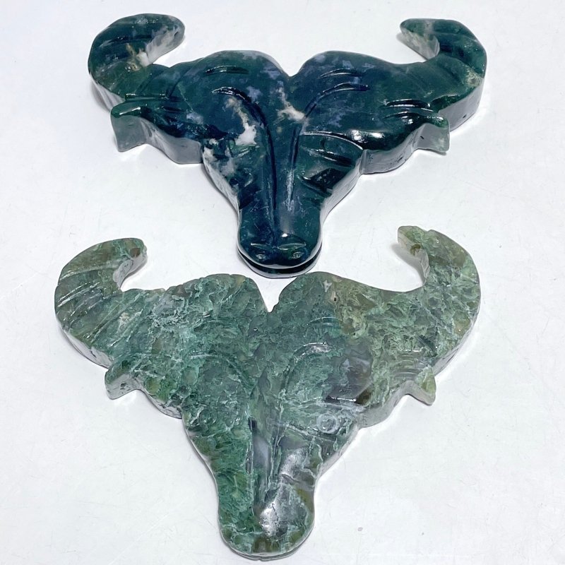 Moss Agate Ox Head Carving Wholesale - Wholesale Crystals