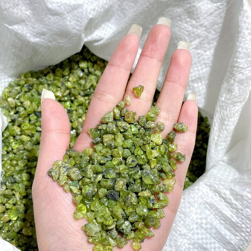 Normal Grade Green Peridot Gravel Chips - Wholesale Crystals