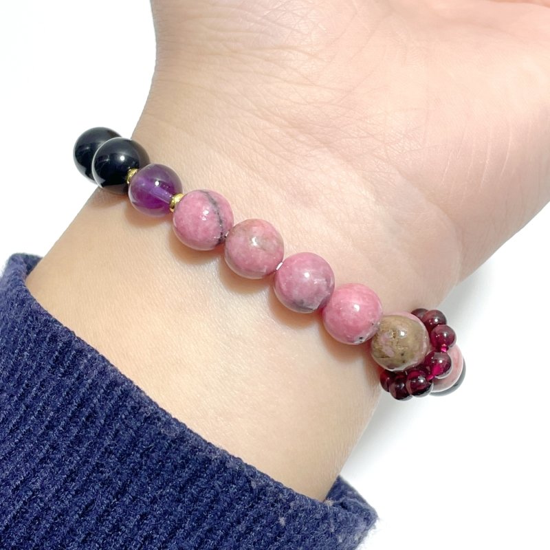 Obsidian Amethyst Rhodonite Mixed Garnet DIY Bracelet Wholesale Original Design - Wholesale Crystals