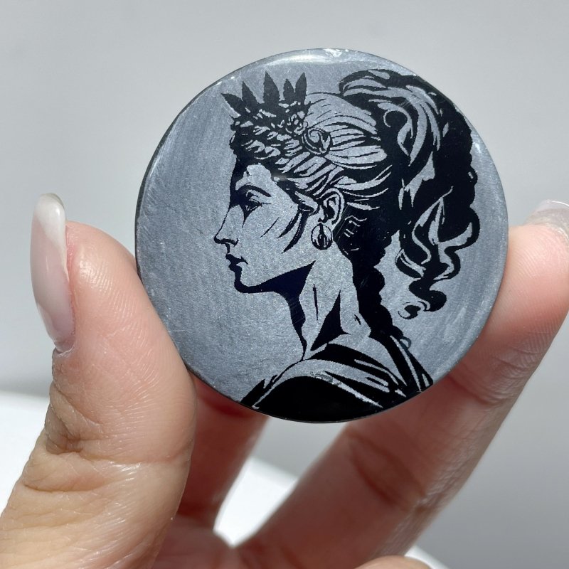 Obsidian Engraved Twelve Olympians Round Slices DIY Accessories Wholesale - Wholesale Crystals