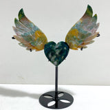 Ocean Jasper Heart Wing Carving With Stand -Wholesale Crystals