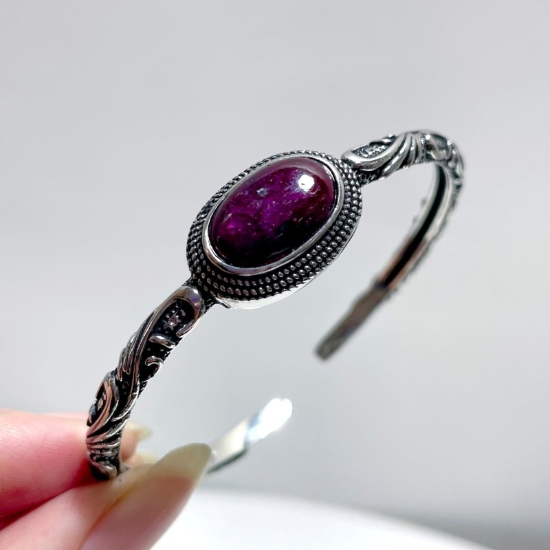 Open Bangle 15 Pieces Delicate Ruby Adjustable Alloy Bracelet - Wholesale Crystals