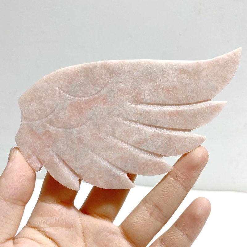 Pink Opal Heart Wing Carving With Stand -Wholesale Crystals