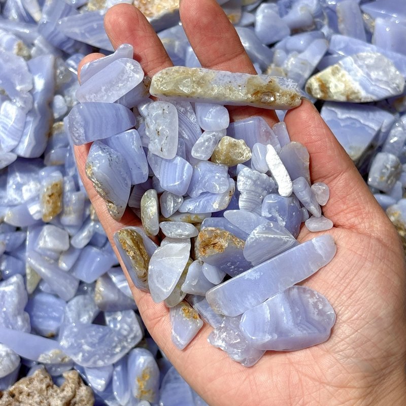 Polished Blue Lace Agate Gravel Chips Mixed Size Closeout - Wholesale Crystals