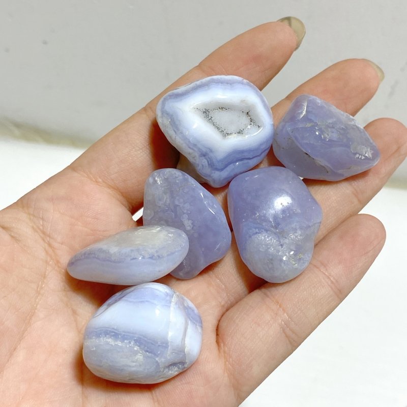 Polished Blue Lace Agate Gravel Tumbled Mixed Size Closeout -Wholesale Crystals