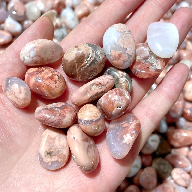 Polished Pink Agate Mini Tumbled Wholesale - Wholesale Crystals