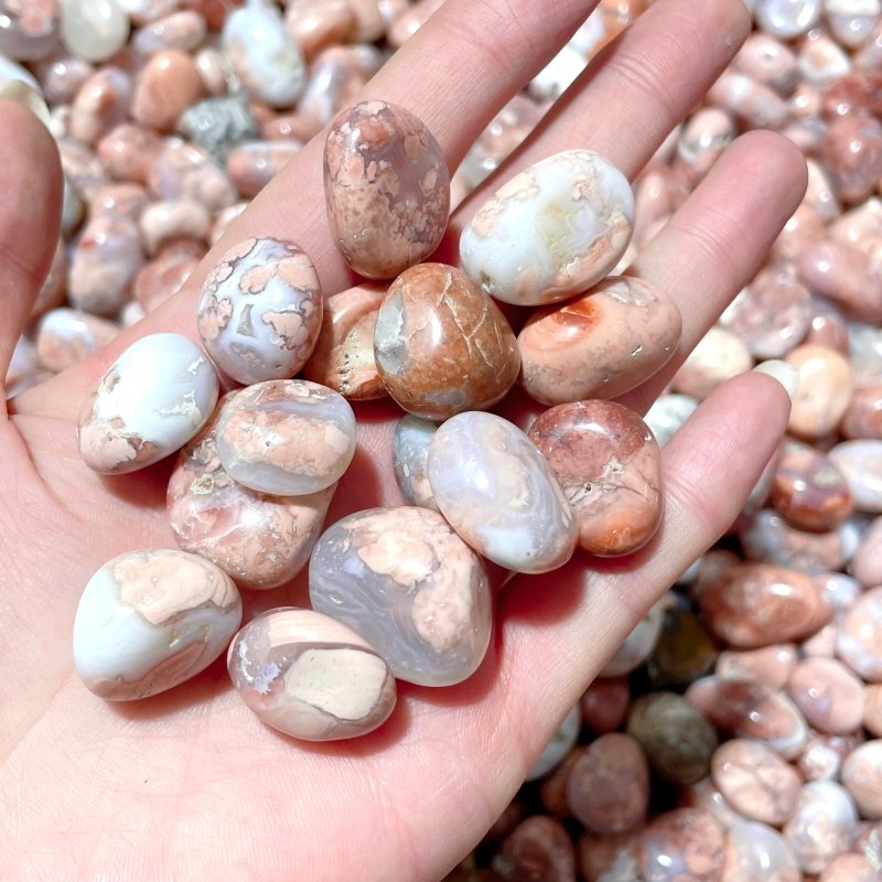 Polished Pink Agate Mini Tumbled Wholesale - Wholesale Crystals