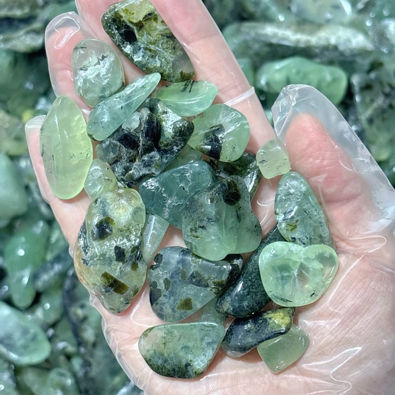 Polished Prehnite Gravel Chips Mixed Size Wholesale - Wholesale Crystals