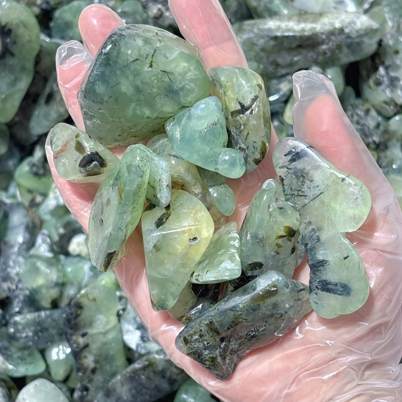 Polished Prehnite Gravel Chips Mixed Size Wholesale - Wholesale Crystals