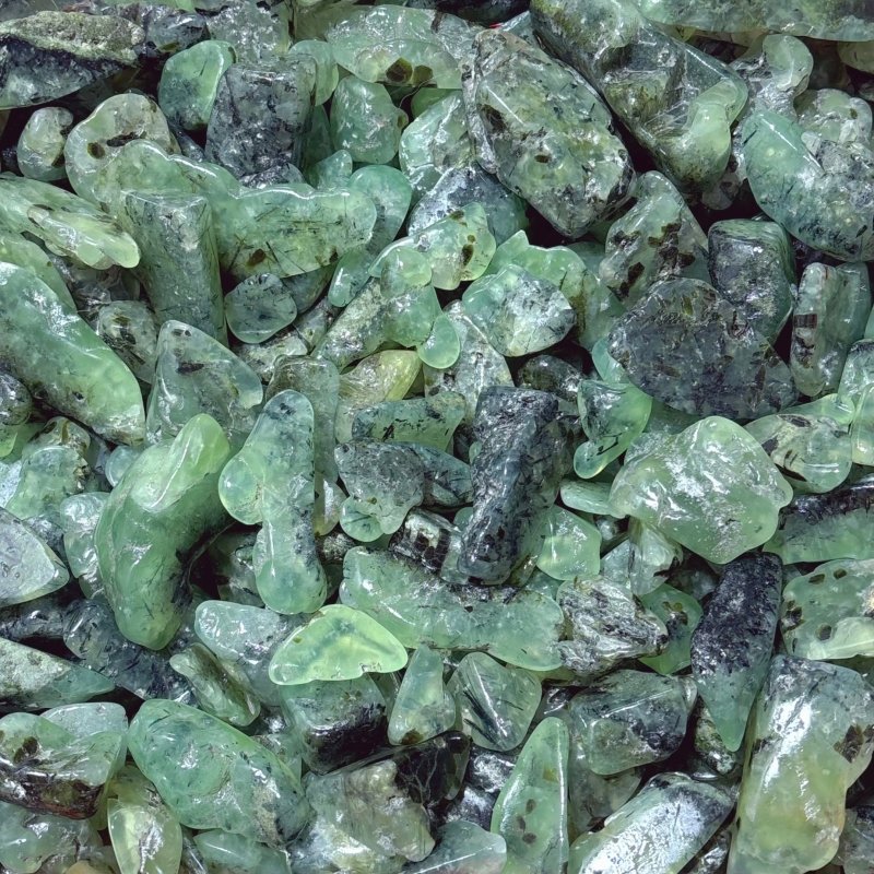 Polished Prehnite Gravel Chips Mixed Size Wholesale - Wholesale Crystals