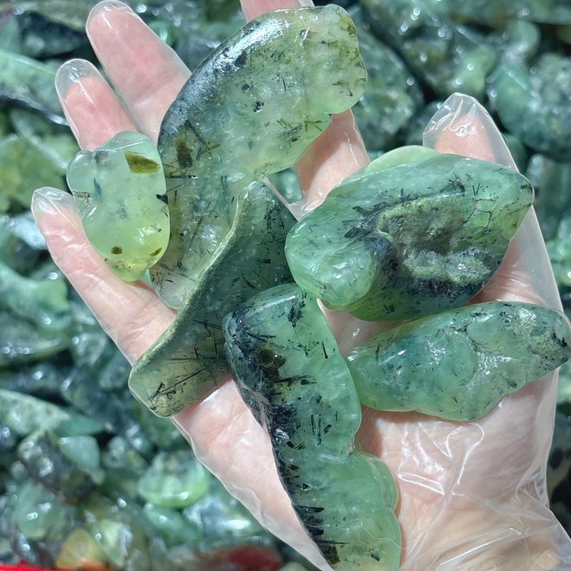 Polished Prehnite Gravel Chips Mixed Size Wholesale - Wholesale Crystals