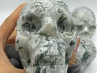 5 Pieces Large Moss Agate Skull Carving