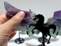 4 Pairs Pegasus Wing Crystal Carving With Stand Trolleite Amazonite Yellow Calcite Fluorite