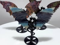3 Pairs Demon And Angel Wing Carving With Stand Dragon Blood Rhodonite Trolleite