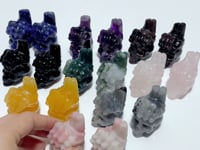 9 Types Crystal Skull With Hand Carving Wholesale Pink Opal Obsidian