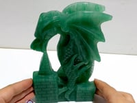 Unique Green Aventurine Flying Dragon Castle Carving #3