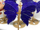 4 Pairs Small Lapis Lazuli Butterfly Wing Carving With Stand