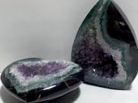 2 Pieces Large Geode Amethyst Mixed Agate Arrow Head Shape&Heart