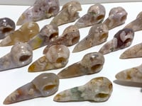 18 Pieces Sakura Flower Agate Crow Skull Carving
