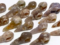 18 Pieces Sakura Flower Agate Crow Skull Carving