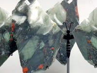 2 Pairs Africa Blood Stone Butterfly Wing Carving With Stand