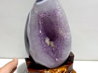Unique Amethyst Mixed Geode Agate Calcite Dinosaur Egg Home Decor With Stand