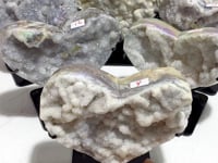 6 Pieces Aura Quartz Cluster Heart With Stand #1