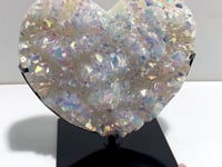 Unique Large Aura Quartz Cluster Heart With Stand #7