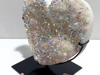 Beautiful Aura Quartz Cluster Heart With Stand #12