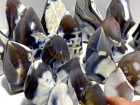21 Pieces Black Orca Agate Flame Carving #2