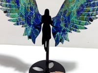 Unique Phoenix Pine Stone Angel Wing Carving With Stand