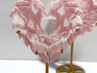2 Pieces Pink Opal Heart Carving With Stand
